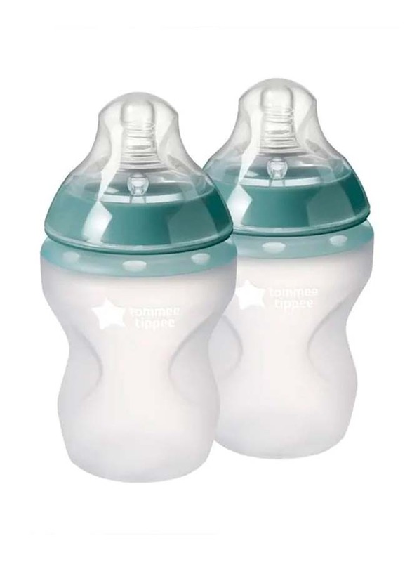 Tommee Tippee Closer to Nature Silicone Baby Bottle, 2 x 260ml, Green