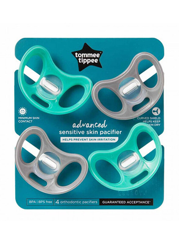 

Tommee Tippee Medium Advanced Sensitive Soother, 4 Pieces, Teal Grey