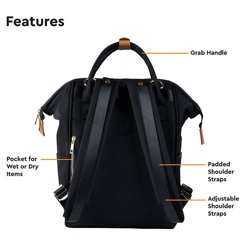 BaBaBing Mani Backpack Changing Bag for Baby, Black