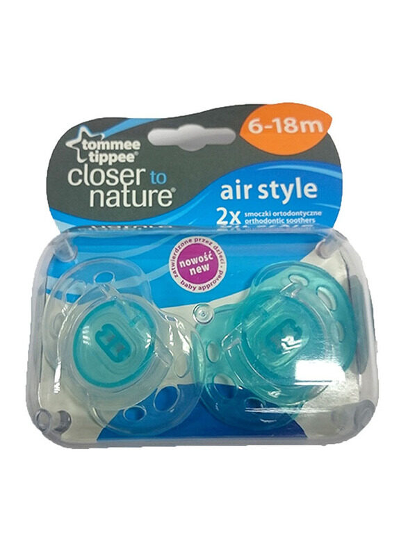

Tommee Tippee Closer to Nature Air Soother for 6-18 Months, 2 Pieces, Green