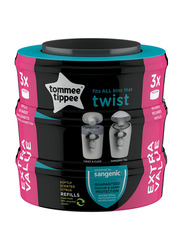 Tommee Tippee Twist & Click Nappy Disposal Sangenic Bin + Cassette x 12, White