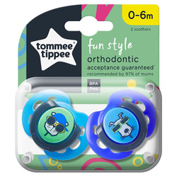 Tommee Tippee Fun Style Soother, 2 Piece, Blue
