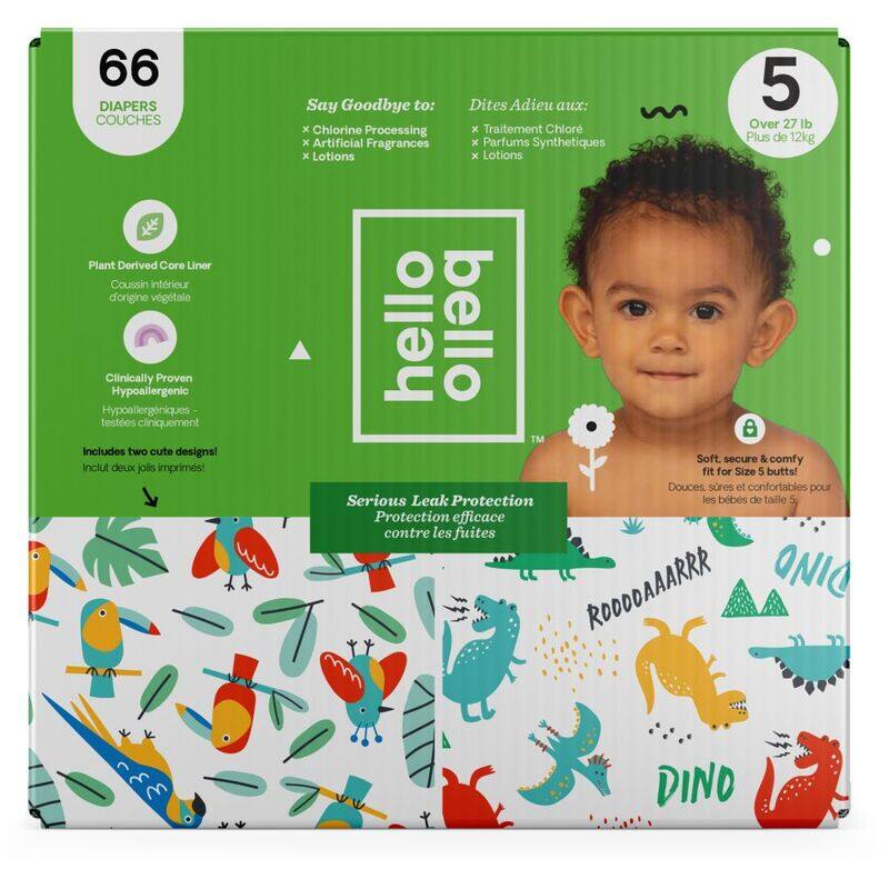 

Hello Bello Diapers Parrots & Dinos Boy, Size 5, 12+ kg, 66 Count