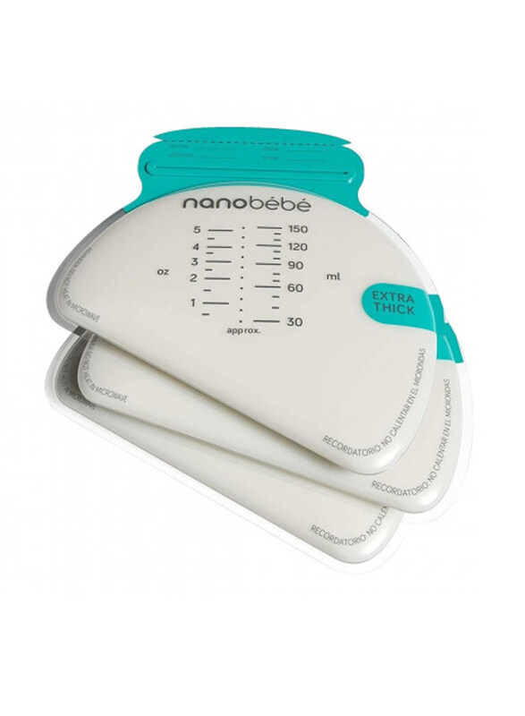 

Nanobebe Breastmilk Storage Bags, 50 Pieces, White/Turquoise