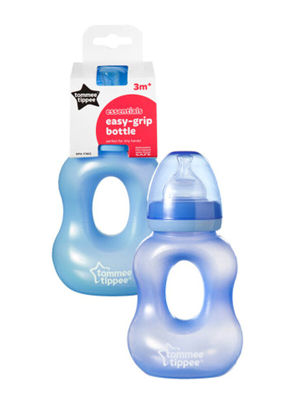 

Tommee Tippee Essentials Easy Grip Feeding Bottle for Ages 3 Months, 240ml, Blue