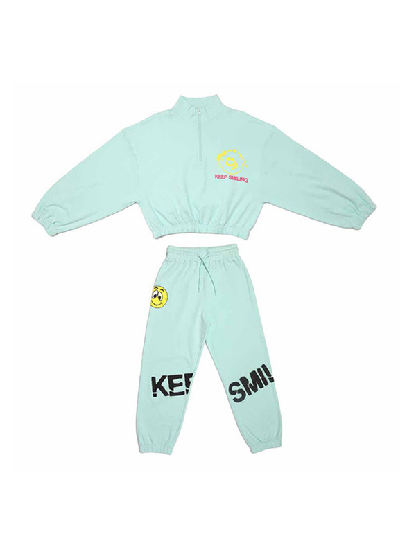 Aiko Sweat Top & Joggers Set for Girls, 2 Pieces, 9-10 Years, Teal