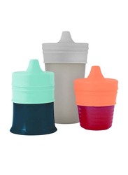 Boon Snug Stretchy Silicone Reusable Spout Lids with Containers, Multicolour