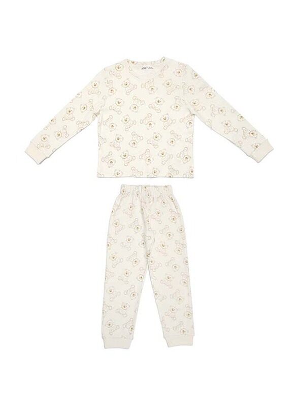 

Aiko Kids Bear Print T-Shirt & Pyjama Set, 2 Piece, 11-12 Years, White