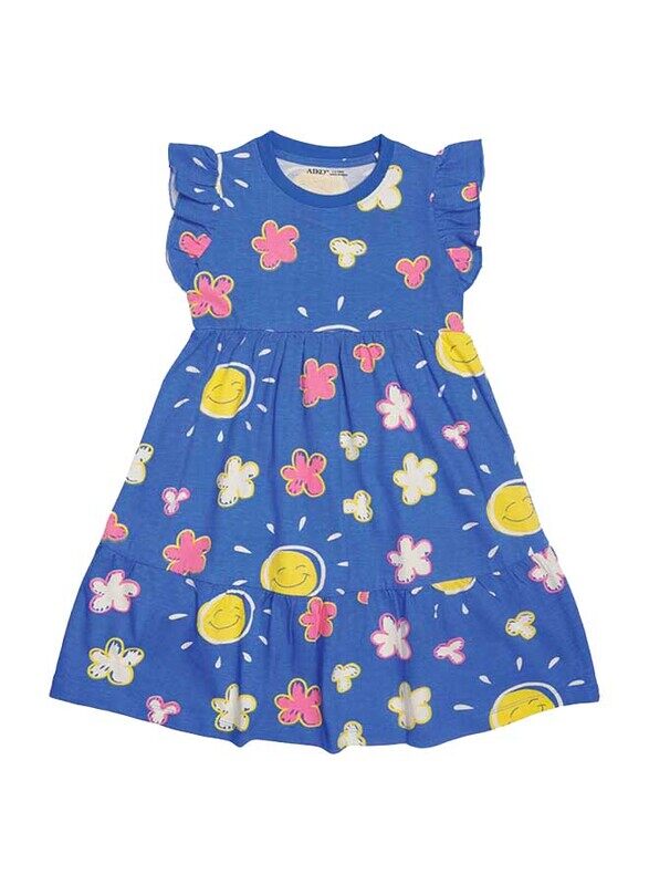 

Aiko Floral Design Trendy Dress for Girls, 3-4 Years, Blue