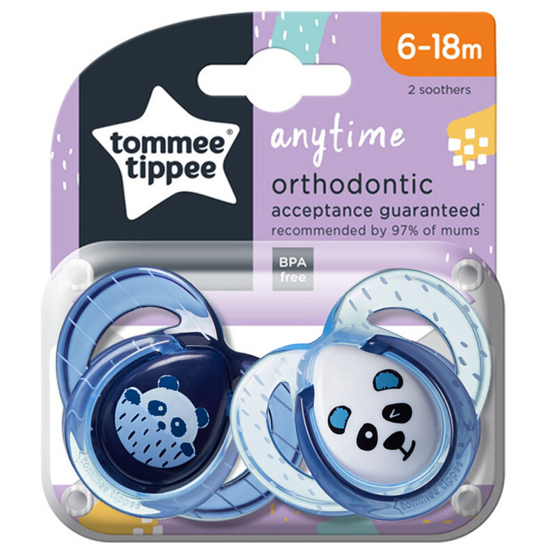 

Tommee Tippee Anytime Soother, 2 Piece, Navy Blue