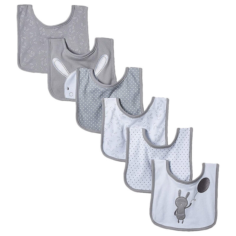 

Playgro Home Bunny Bibs, 6 Piece, Grey