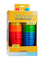 The First Years Take & Toss Sippy Feeding Cup, 20 Pieces, 296ml, Multicolour