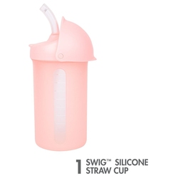 Boon Swig Silicone Straw Bottle, 270ml, Pink