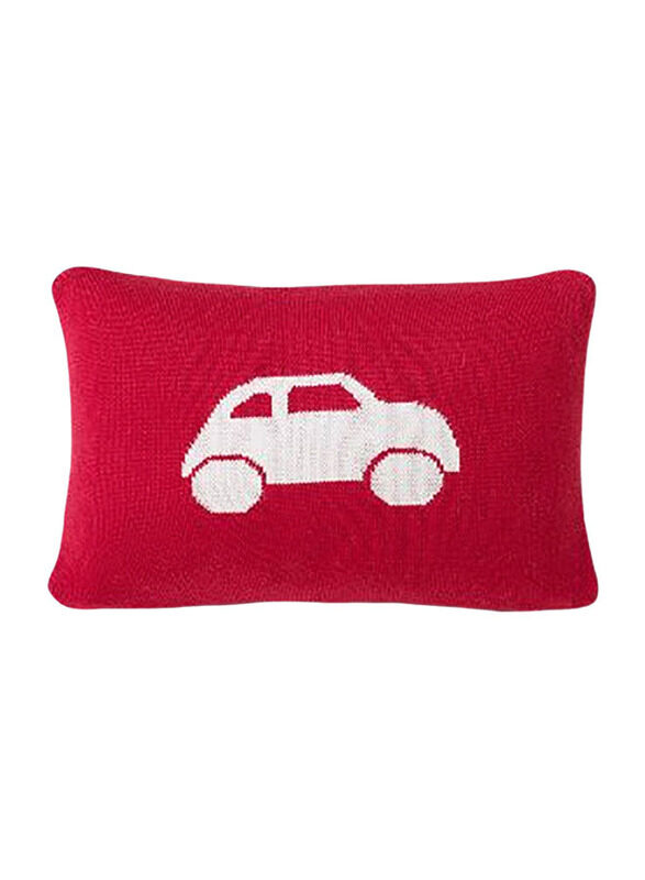 

Pluchi Car Knitted Baby Pillow Cover, Red/White