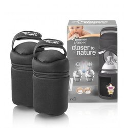 Tommee Tippee Closer to Nature Insulated Bottle Carriers, 2 Pieces, Black