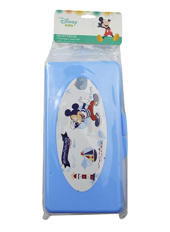 Disney Tissue Wipes Plastic Dispenser Tub Case Diaper Duty Organizer for Boys, 2 Pieces, Mickey Mouse, Blue