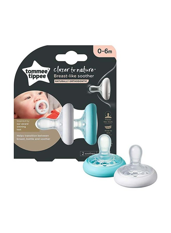 Tommee Tippee Closer To Nature Closer To Nature Breast Like Soother for Ages 0-6 Month, 2-Piece, Blue