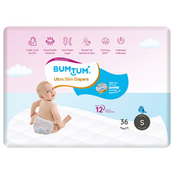 Bumtum Ultra slim Baby Pant Style Diapers, S, 36 Count
