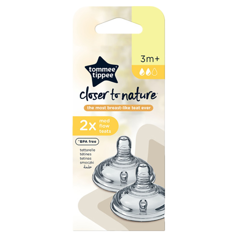 Tommee Tippee Nature Medium-Flow Baby Bottle, 2 Piece, Clear