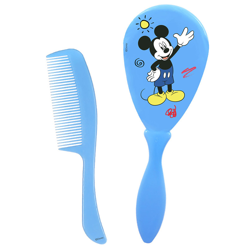 Disney Mickey Mouse Baby Hair Comb and Brush Set For Boys, Blue