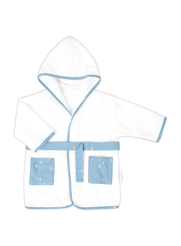

Gloop Organic Cotton City Bath Robe, 12-24 Months, White/Blue