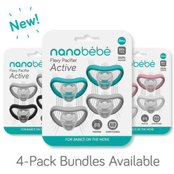 Nanobebe Flexy Pacifier, 4 Pieces, Grey/Teal
