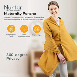 Nurtur 100% Cotton Knitted Maternity Poncho for Women, Regular, Golden Orange
