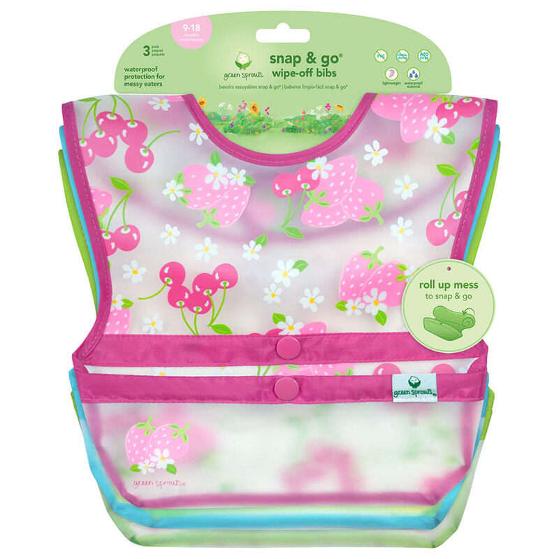 

Green Sprouts Snap & Go Wipe Off Berries Design Bibs, Pack of 3, Pink