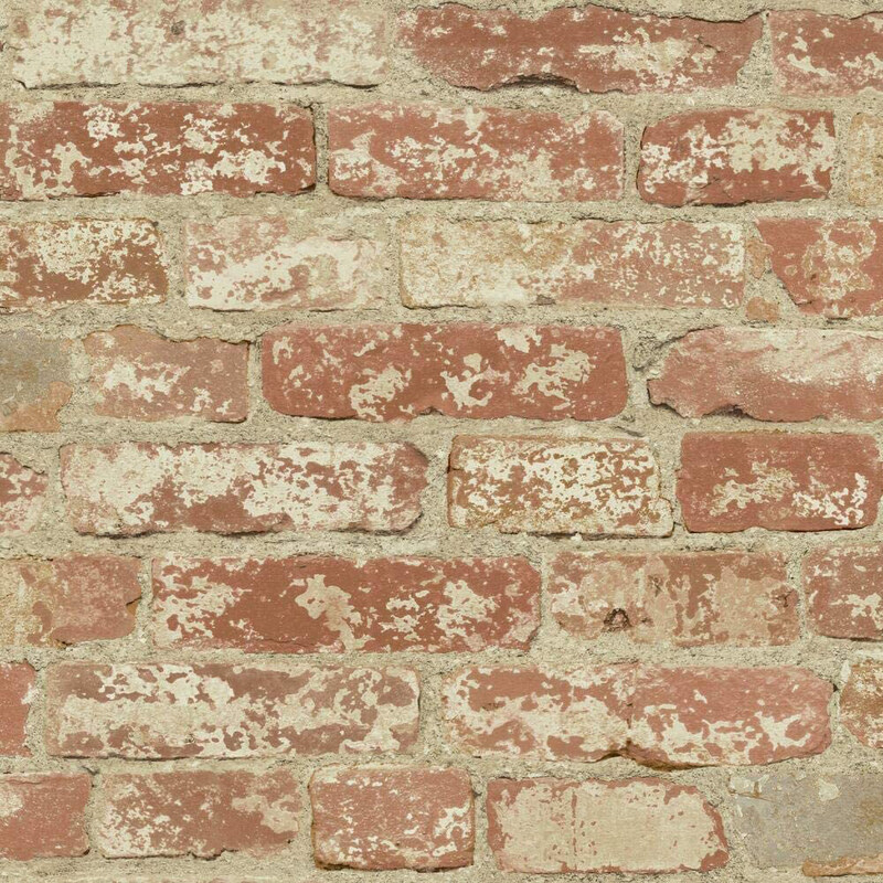 

Roommates Stuccoed Red Brick Peel and Stick Wall Decor, Red/White
