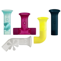 Boon 5-Piece Set Pipes Building Bath Toys for Kids, Multicolour