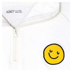 Aiko Long Sleeve Zipper Sweat Top for Girls, 11-12 Years, White