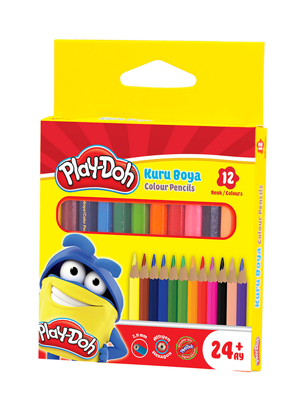 Play-Doh 12-Piece Half-Size Colour Pencil Set, Multicolour