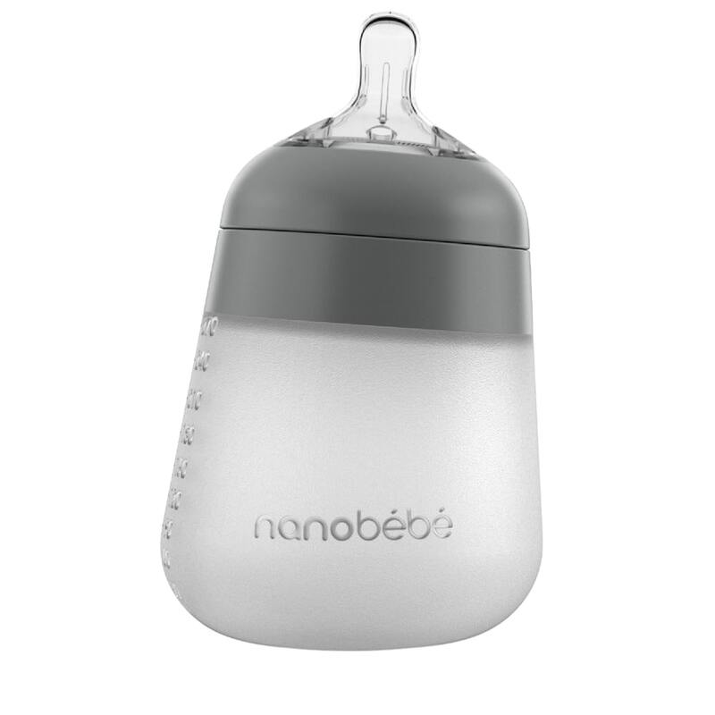 Nanobebe Flexy Silicone Feeding Bottle, 270ml, Grey