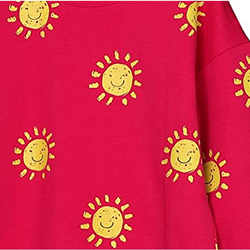 Aiko Cotton Cute Eternal Smile Long Sleeve Top & Pyjama Set for Baby Girls, 3-6 Months, Red