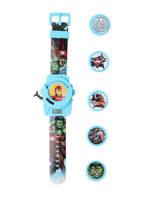 

Marvel Avengers Kids Digital Watch with 6 Disc Frisbee Shooter, Blue