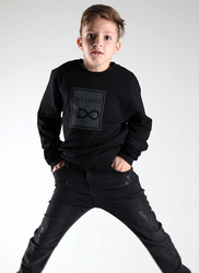 Aiko Cotton Boys Stylish Printed Long Sleeve T-Shirt, 7-8 Years, Black