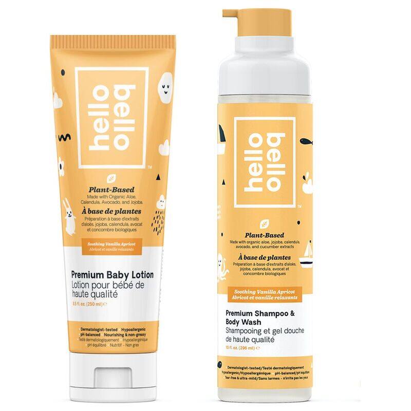 

Hello Bello Vanilla Apricot Baby Shampoo 296ml & Vanilla Apricot Premium Body Lotion Kit 250ml, 6+ Months, Multicolour