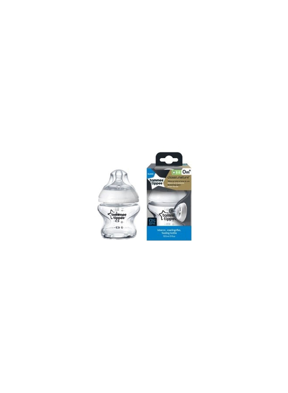 Tommee Tippee Closer to Nature Glass Feeding Bottle, 150ml, Clear