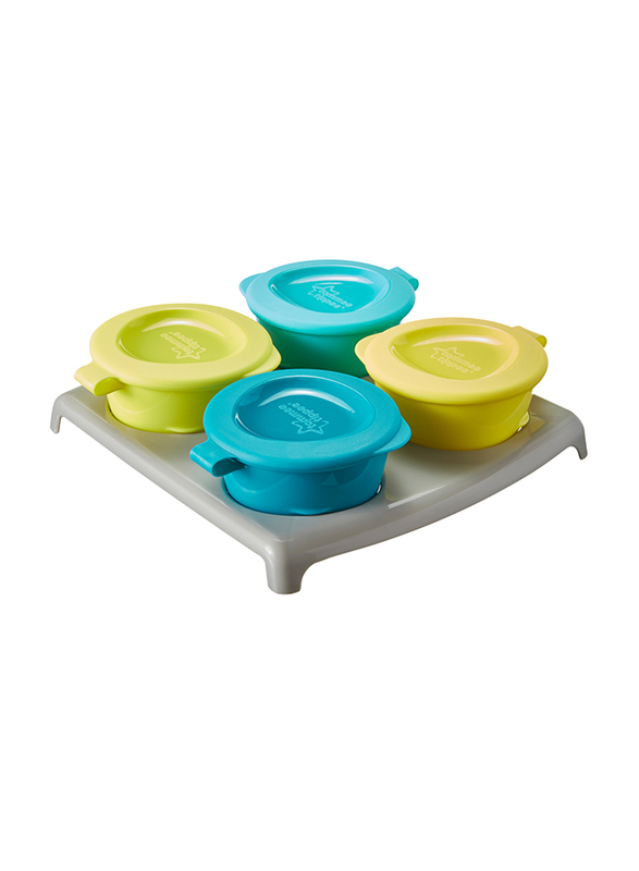Tommee Tippee Explora Pop Up Freezer Pots & Tray Unisex, 4X60ml, Green/Blue