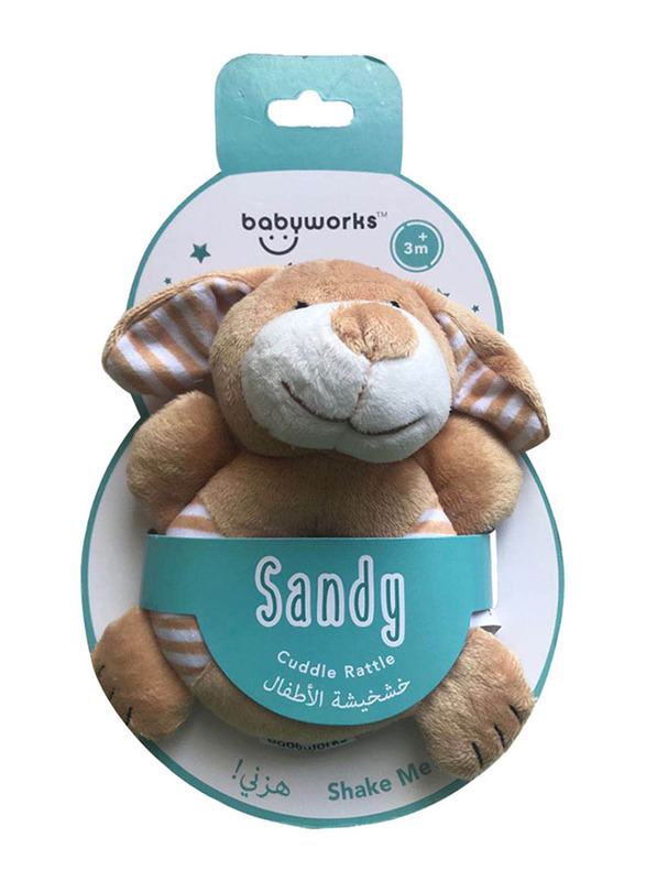 Babyworks Cuddle Rattle Sandy Dog, Multicolour