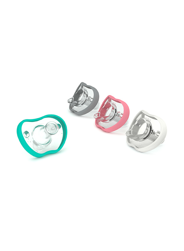 Nanobebe Flexy Pacifier for 3 Months+, 4 Pieces, Pink/Grey