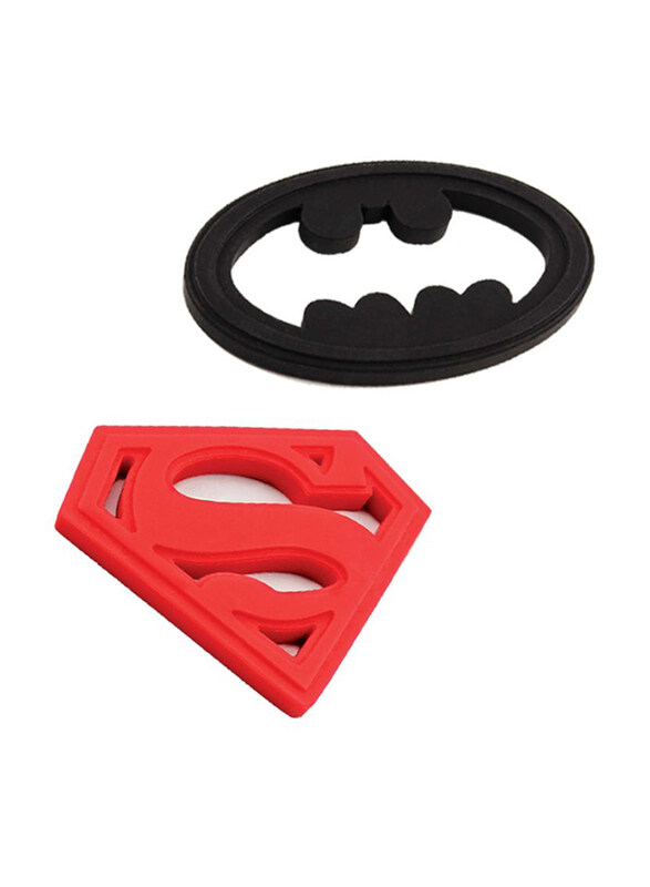 

Bumkins DC Comic Teether Batman + Superman, Red/Black