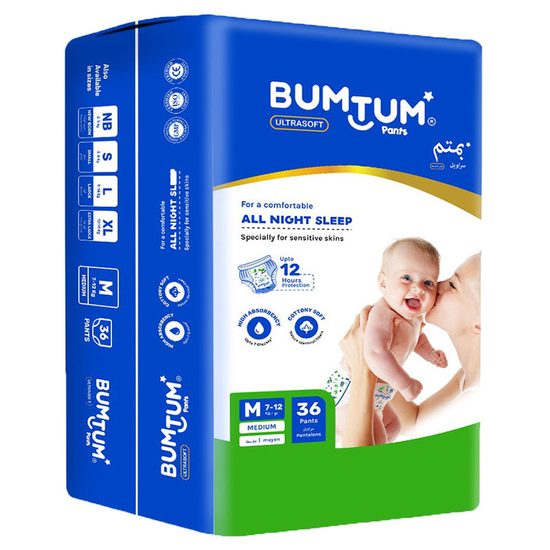 Bumtum Baby Super Jumbo Pants Style Diaper, M, 36 Count