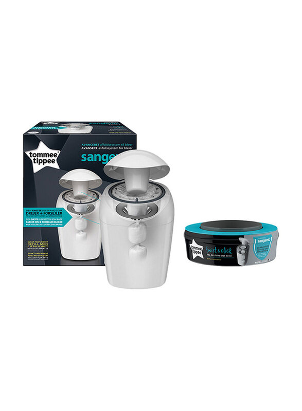 

Tommee Tippee Sangenic TEC Nappy Disposal White + Cassette, 2 Pieces, Multicolour