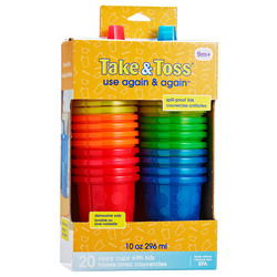 The First Years Take & Toss Sippy Cups, 284ml, Pack of 20, Multicolour