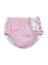 Green Sprouts Snap Reusable Absorbent Swimsuit Light Pink Pinstripe Diaper, 12 Months, 1 Count