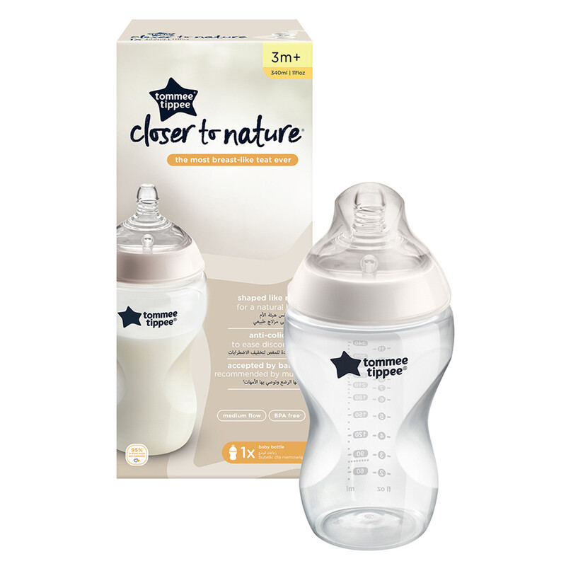 

Tommee Tippee Closer To Nature Feeding Bottle, 340ml, Clear
