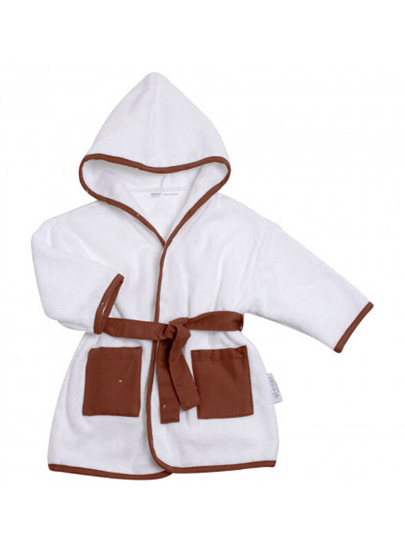 

Gloop Organic Cotton Acorn Printed Bath Robe, 0-12 Months, White/Brown