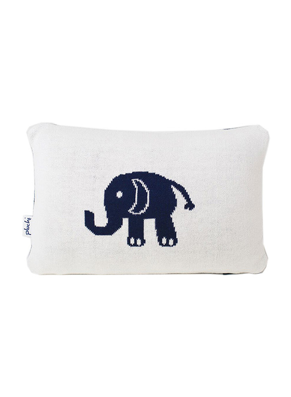 Pluchi Elephant Baby Pillow, Blue/White