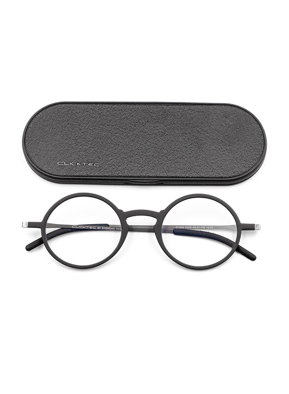 

Clicktec Full-Rim Round Black Reading Glasses Unisex, Transparent Lens